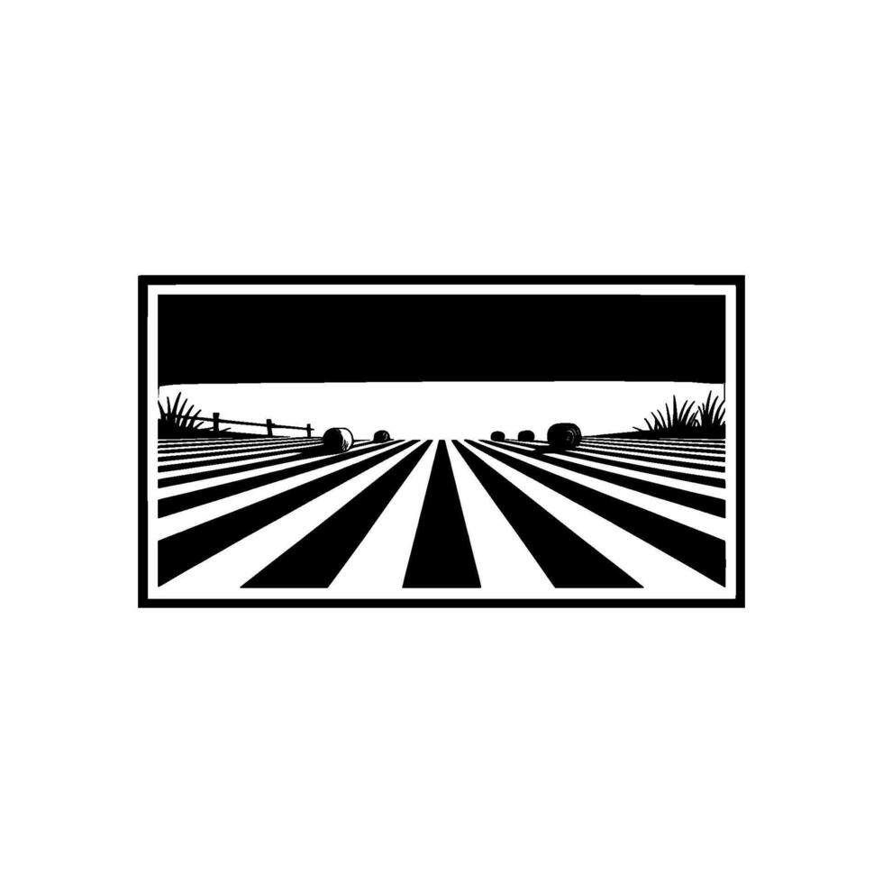 Stark Fieldscape Linear Perspective, Rural Silhouette vector