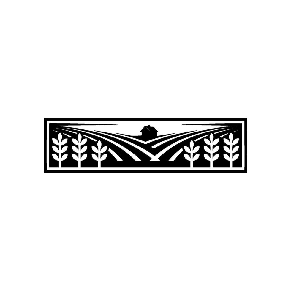 Rustic Farm Silhouette, Serene Landscape Emblem, Minimalist vector