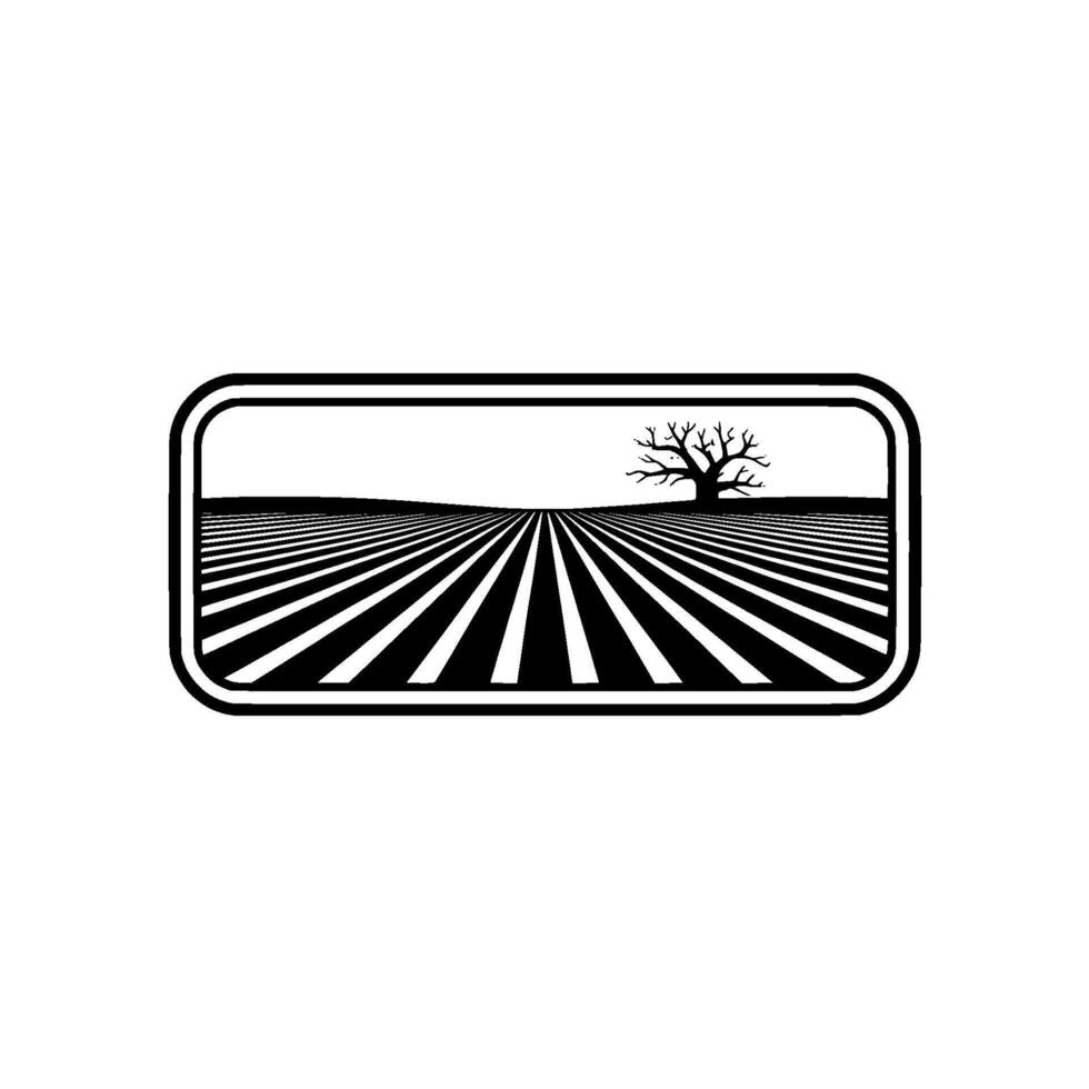 Stark Landscape Emblem, Minimalist Field Silhouette vector