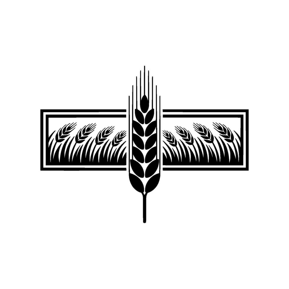 Geometric Wheat Emblem, Vintage Farm Symbol vector