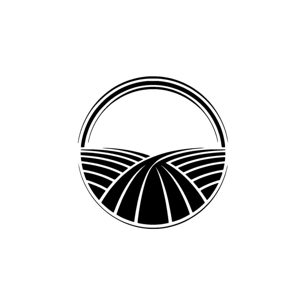 Serene Horizon Minimalist Landscape Emblem, Circle vector