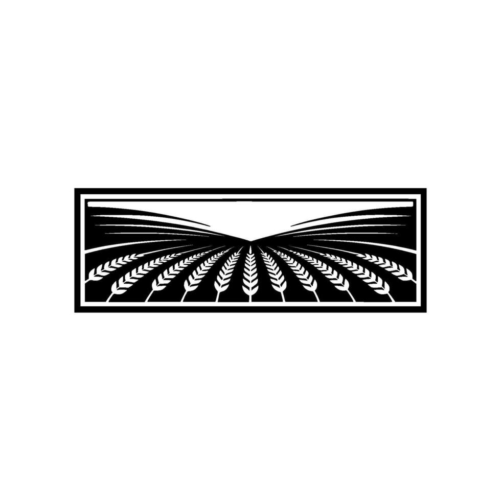 Grain Field Silhouette, Minimalist Landscape Emblem vector
