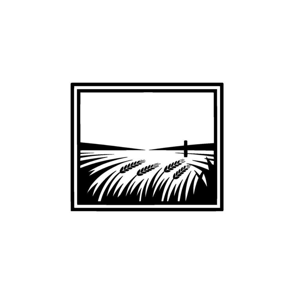 Harvest Horizon Minimalist Wheat Field Emblem vector