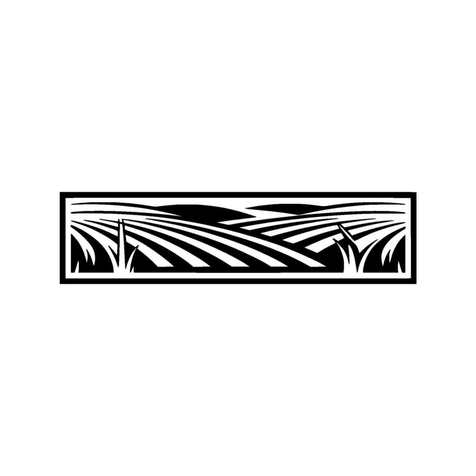 Geometric Fieldscape, Minimalist Landscape Emblem vector