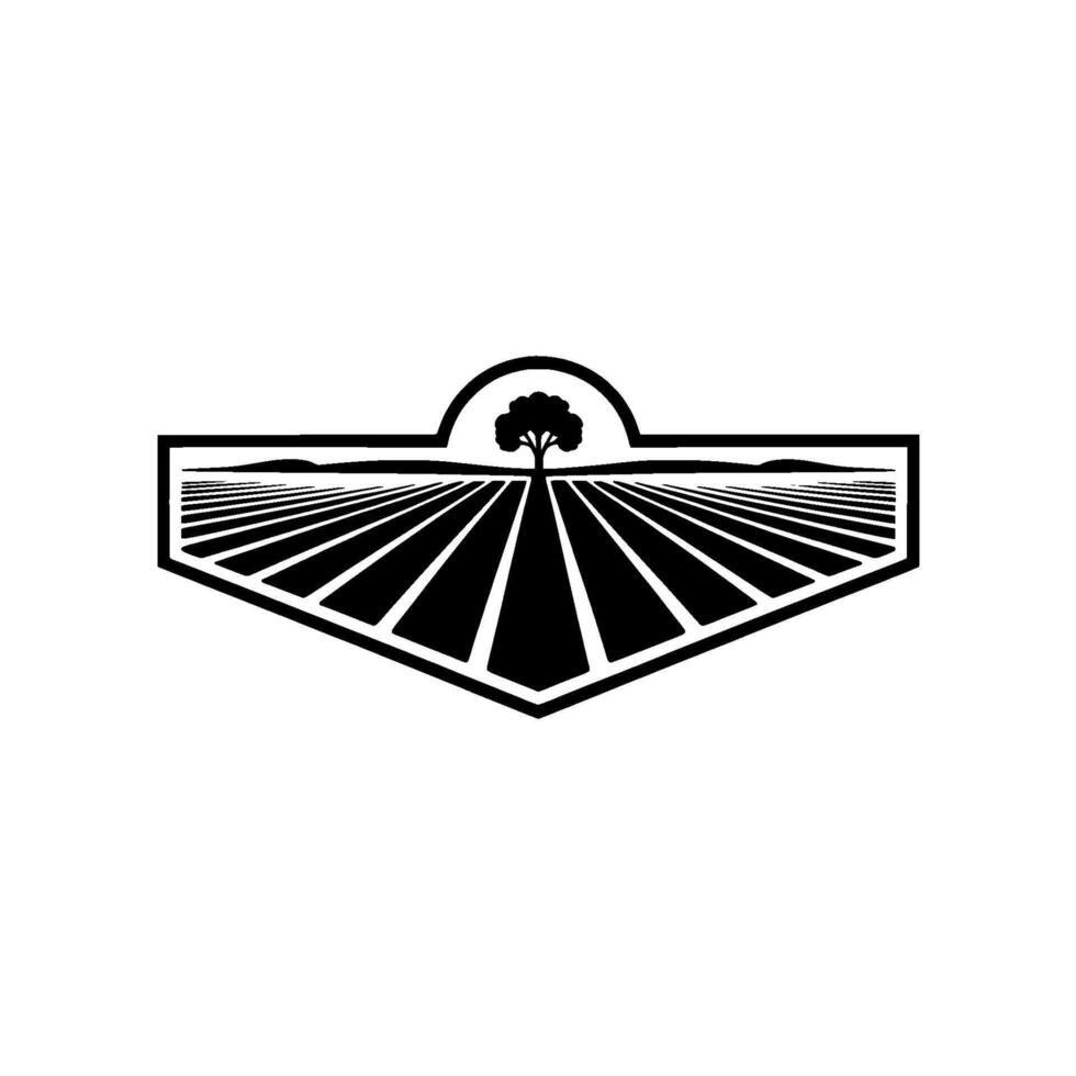 Emblematic Harvest Black Silhouette Landscape vector