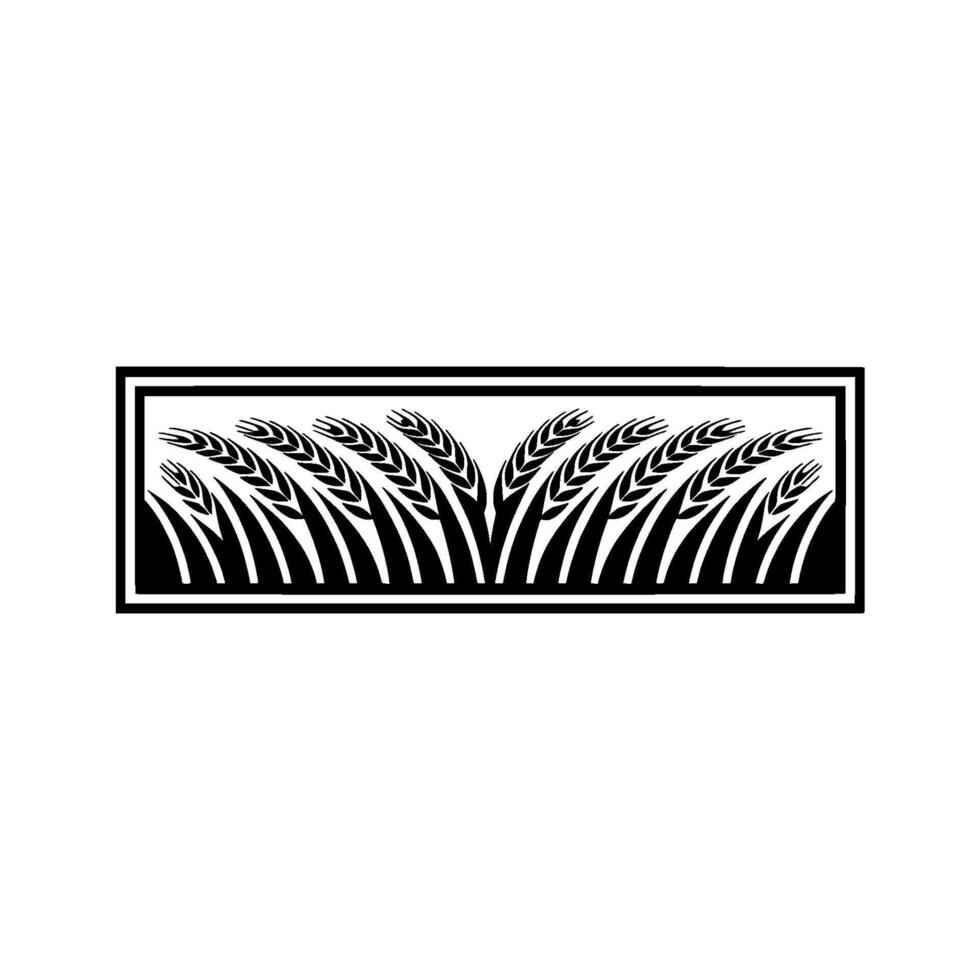 Grain Silhouette Minimalist Wheat Field Emblem vector