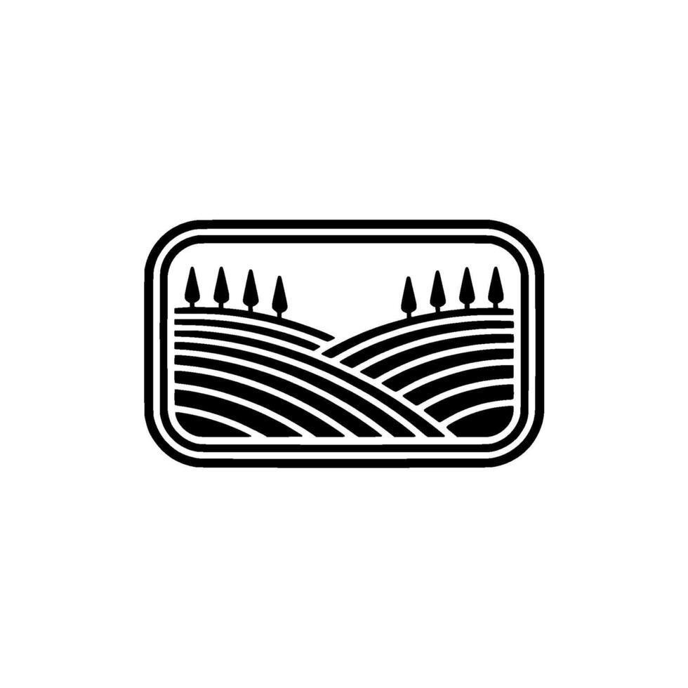 Minimalist Landscape Emblem, Rural Serenity, Hills vector