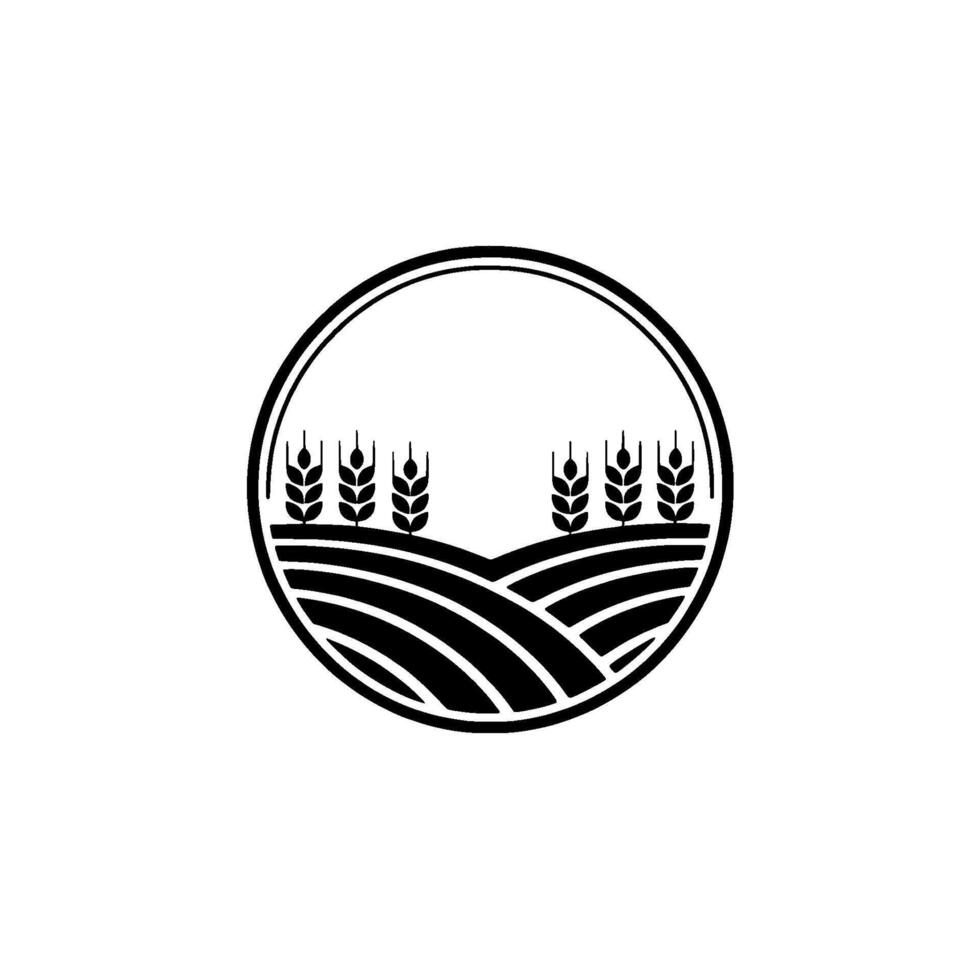 Rustic Harvest Emblem, Agricultural Silhouette vector