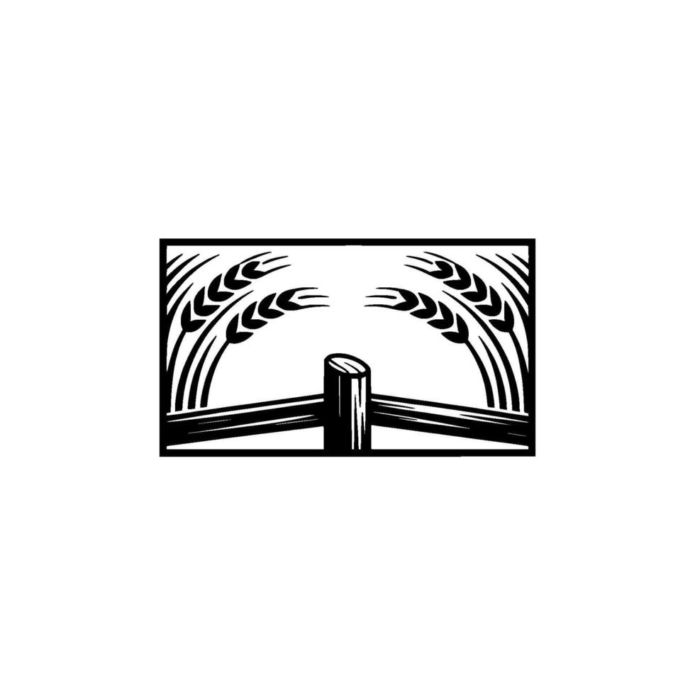 Grain Harvest Emblem, Rustic Silhouette, Agricultural Symbol vector