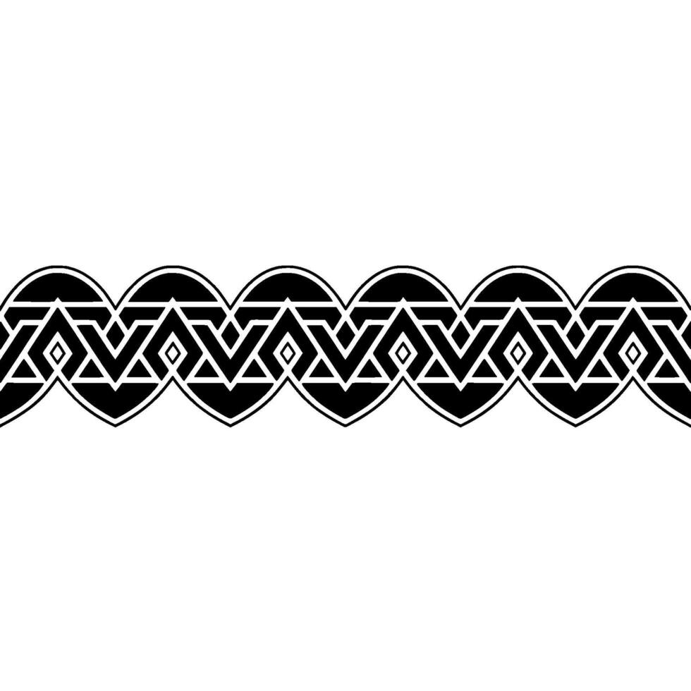 Geometric Wave Border, Stylized Black Gray Pattern vector