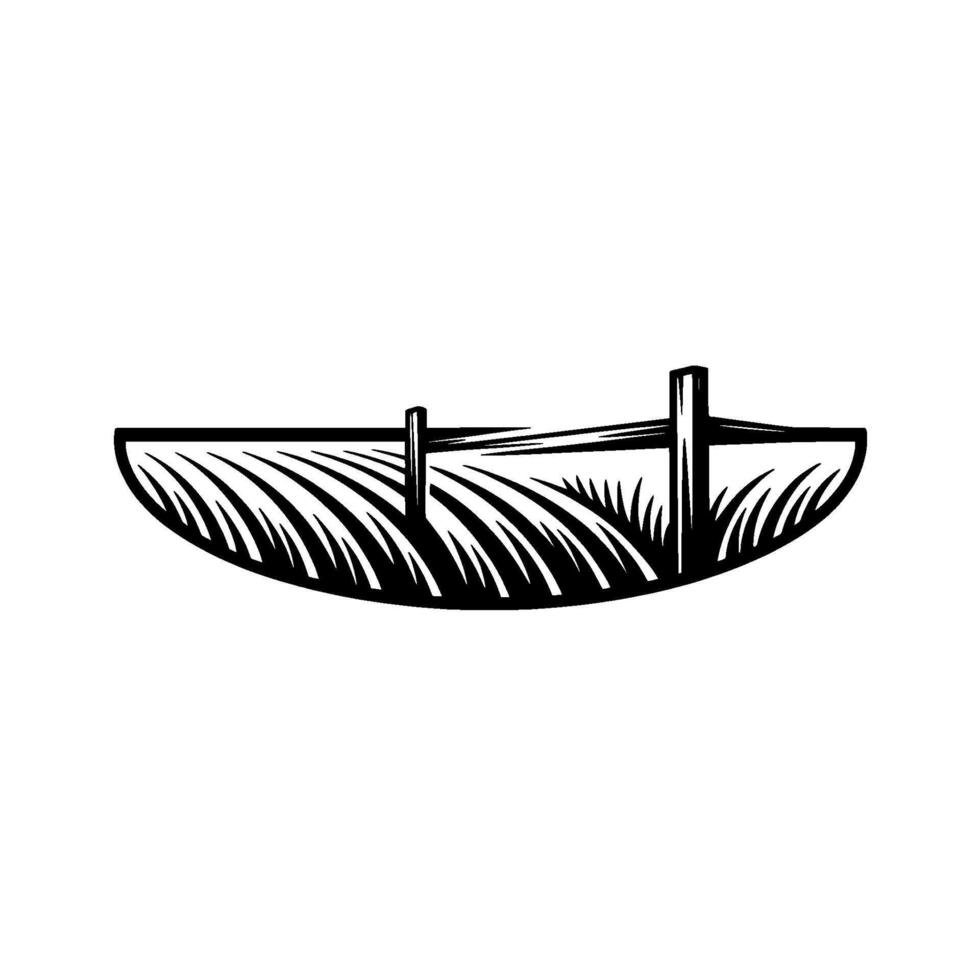 Rustic Field Silhouette, Vintage Farm Emblem vector