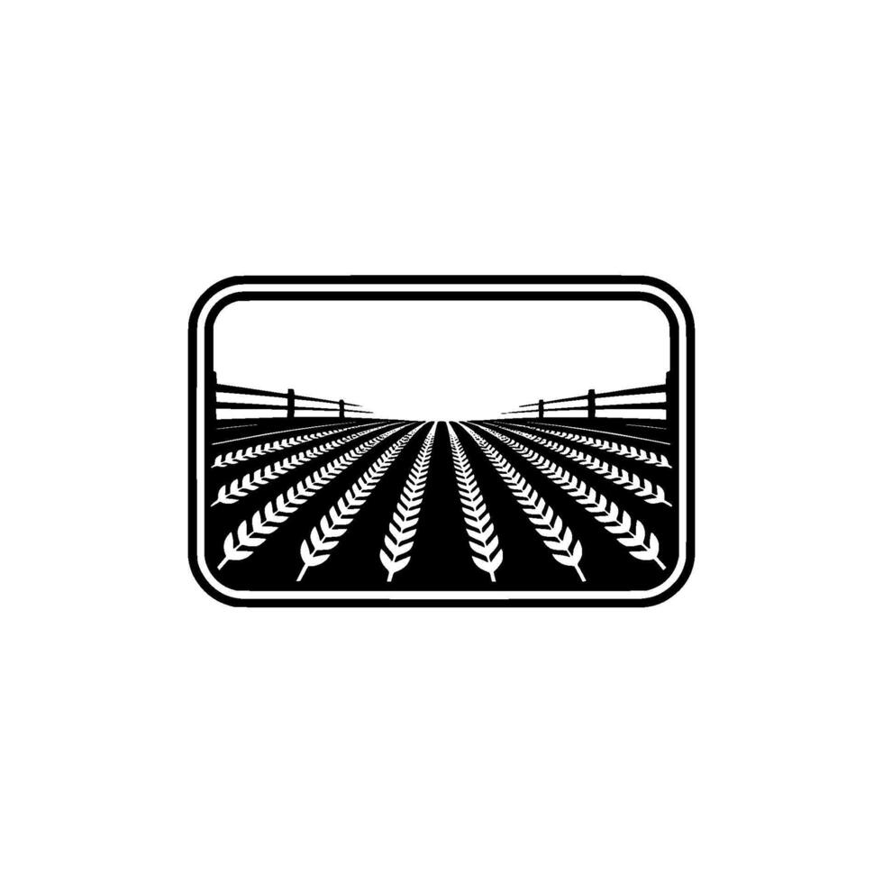 Rustic Wheat Field Emblem, Vintage Farm Illustration, Agriculture vector