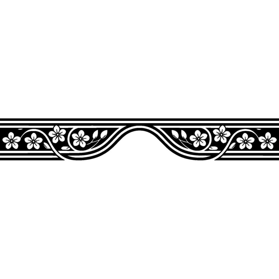 Elegant Floral Border, Japanese-Inspired, Art nouveau vector