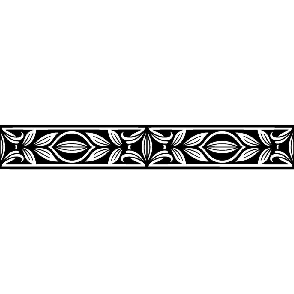 Art Deco Botanical Border, Elegant Silver vector