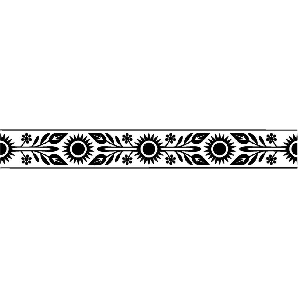 Stylized Sunflower Border, Vintage Motif, Decorative Element vector