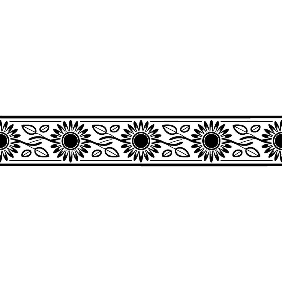 Stylized Sunflower Border, Vintage, Floral vector