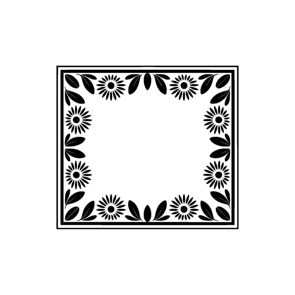 Geometric Floral Border, Vintage Style, Decorative Frame vector