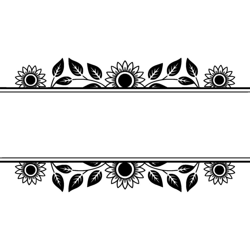 Floral Border , Stylized Sunflower Motif vector