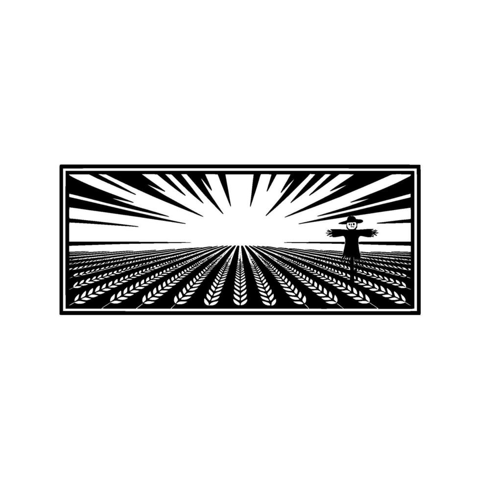 Stark Harvest Silhouette, Rural Symbolism vector