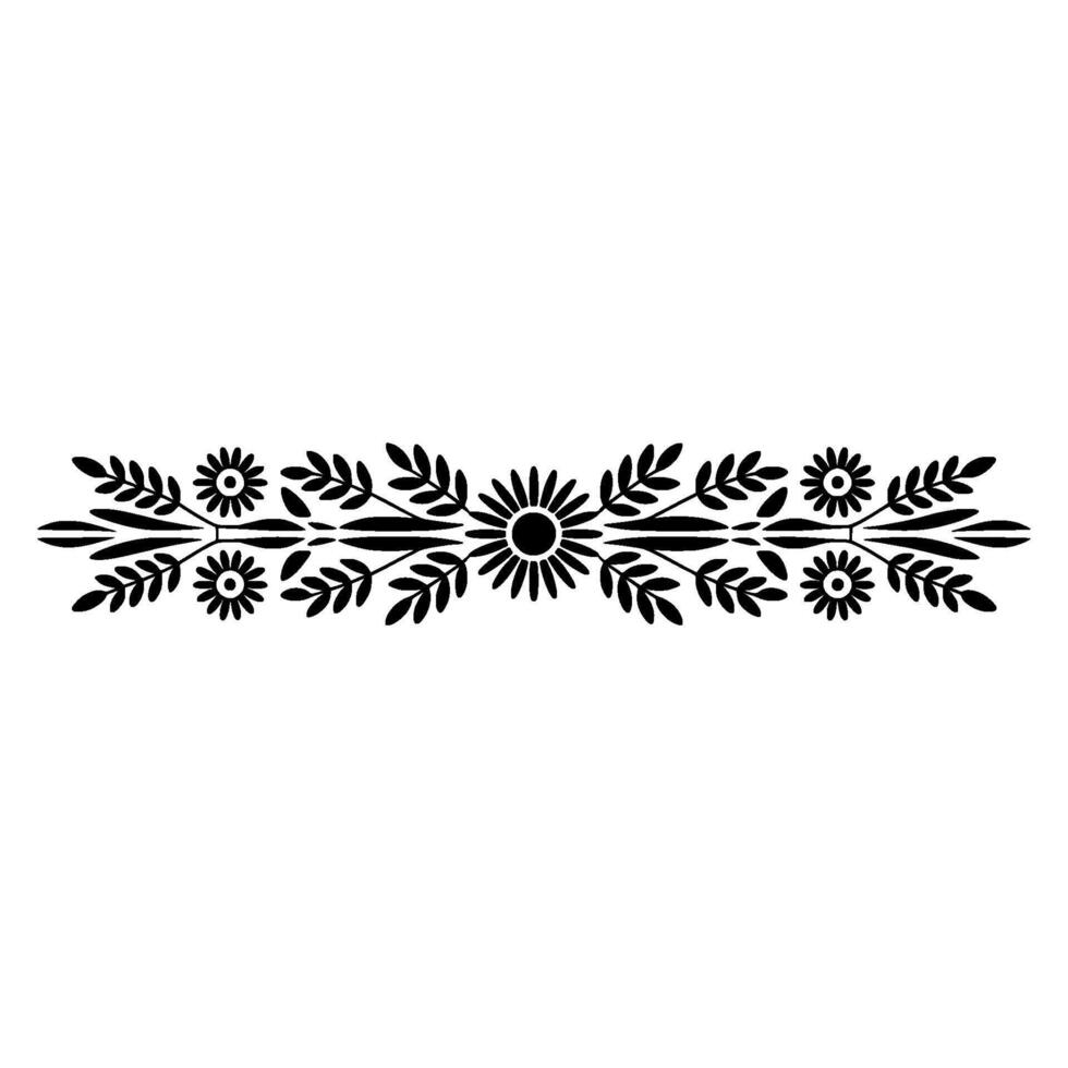 Stylized Floral Border, Vintage , Decorative Element - Lineart vector
