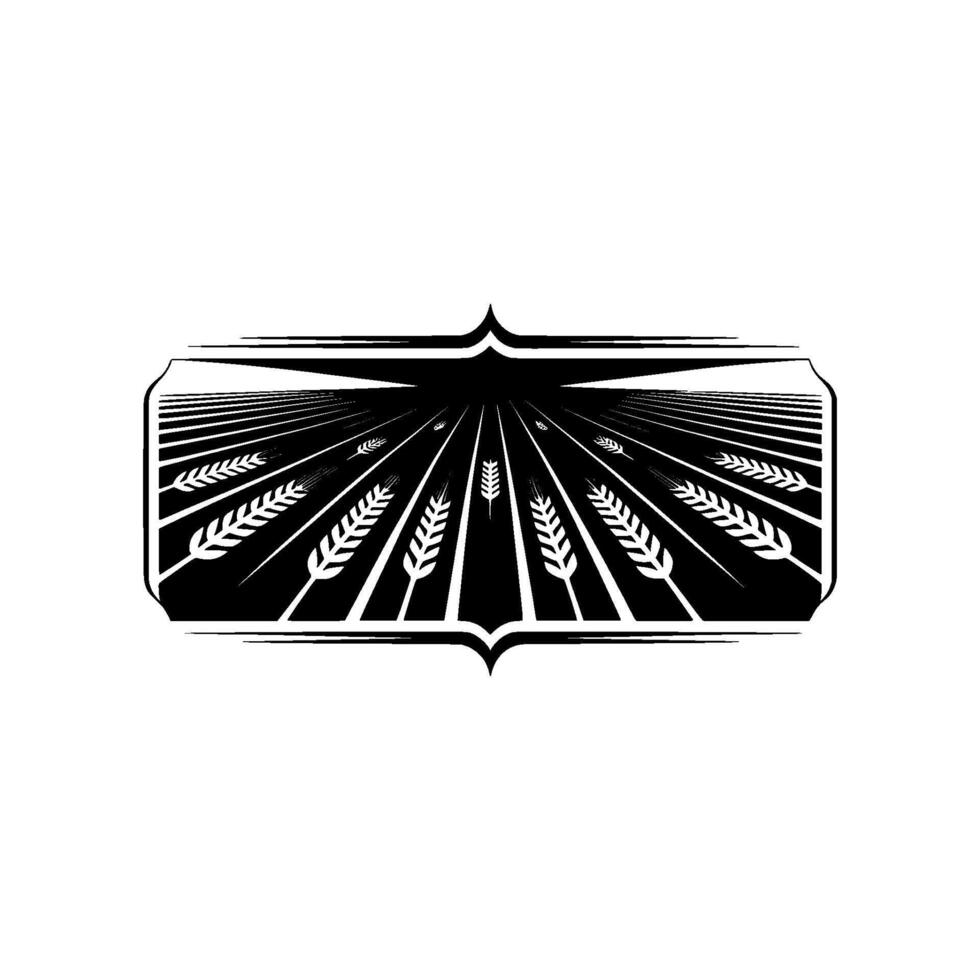 Geometric Wheat Field Emblem, Vintage Style, Retro vector
