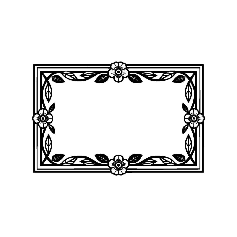 Art Deco Floral Frame Elegant Border - Geometric vector