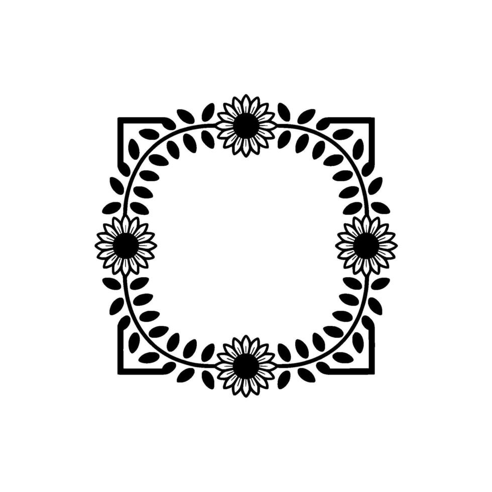 Floral Square Frame, Botanical Border, Elegant vector