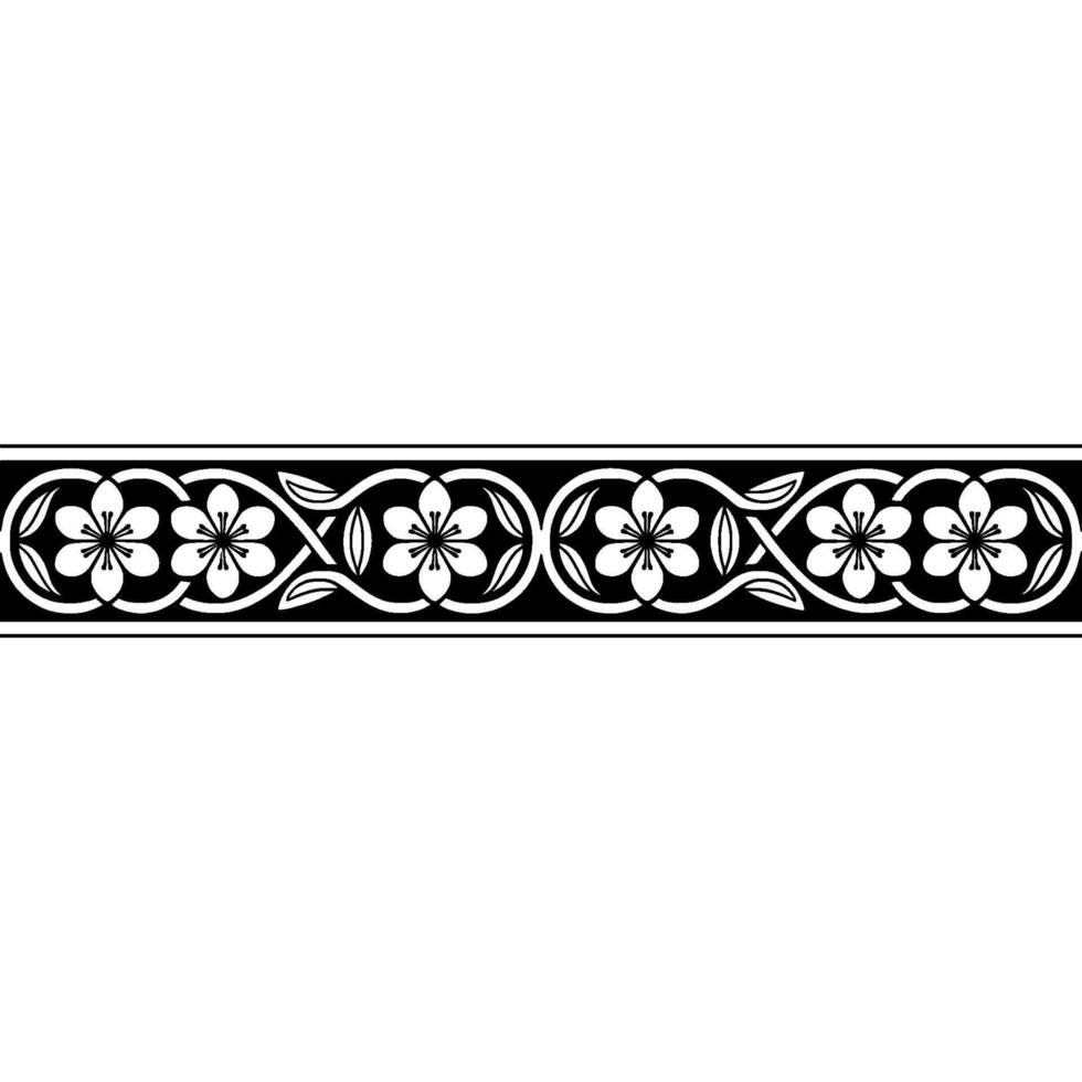 Elegant Floral Border, Vintage Style, Decorative Element, Art vector