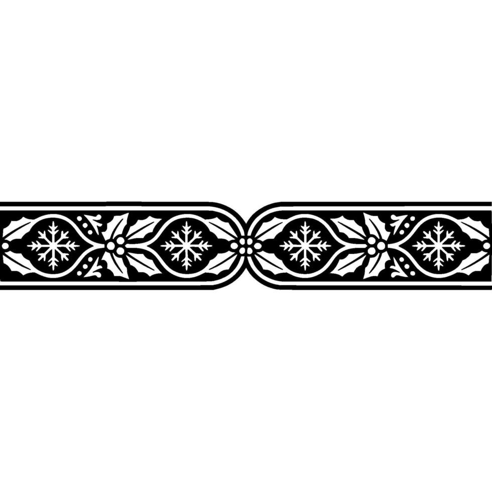 Elegant Winter Border Snowflake Holly Ornamentation vector
