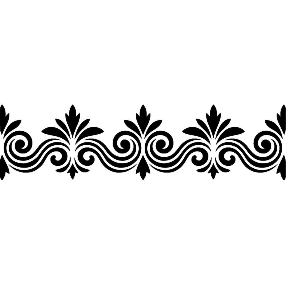 Elegant Black Swirl Border, Vintage Decorative Element - Floral vector