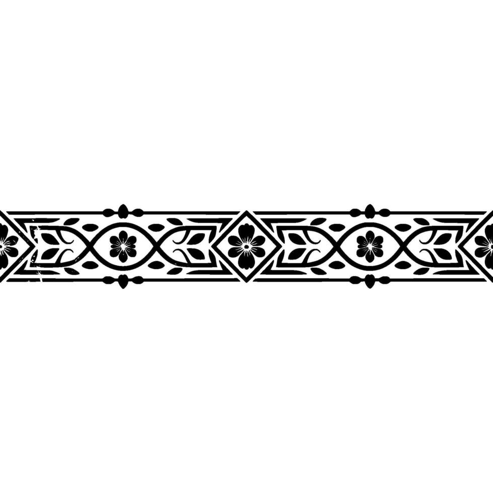 Elegant Black Floral Border, Vintage Element, Geometric vector