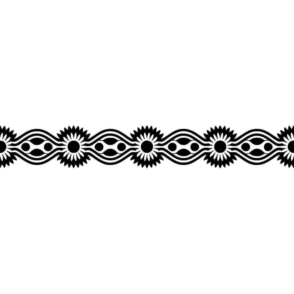Stylized Wave Border, Floral Motif, Minimalist vector