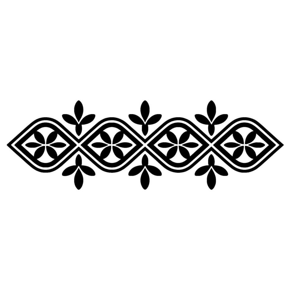 Geometric Floral Border, Vintage Style, Elegant - Decorative vector