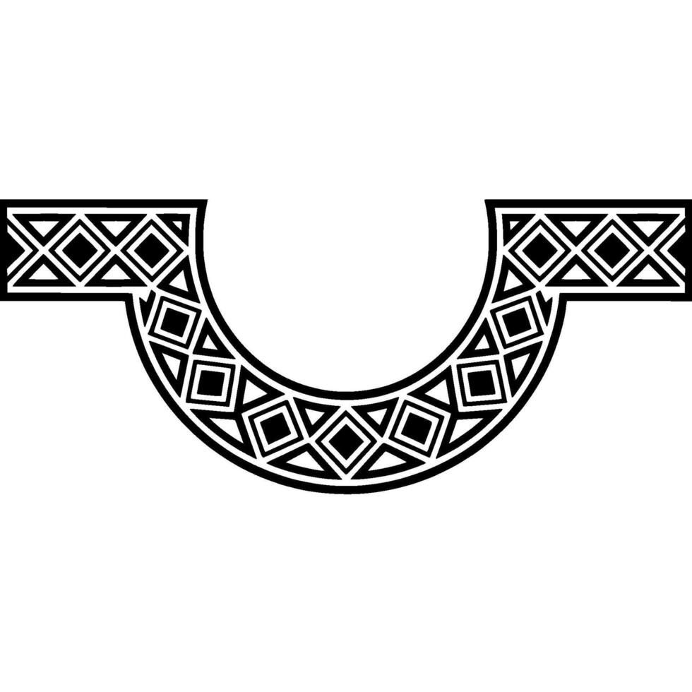 Geometric Crescent Ornament, Stylized Black vector