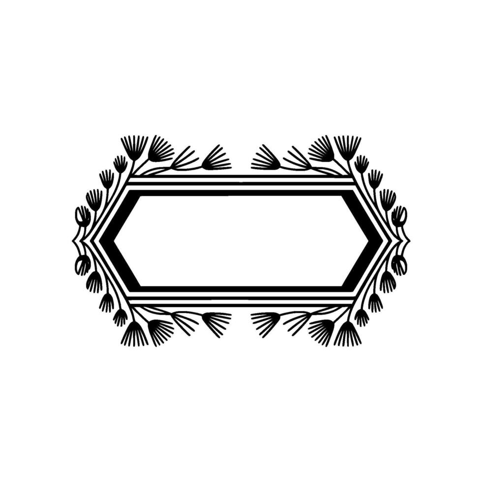 Geometric Floral Hexagon Frame, Vintage Elegance vector