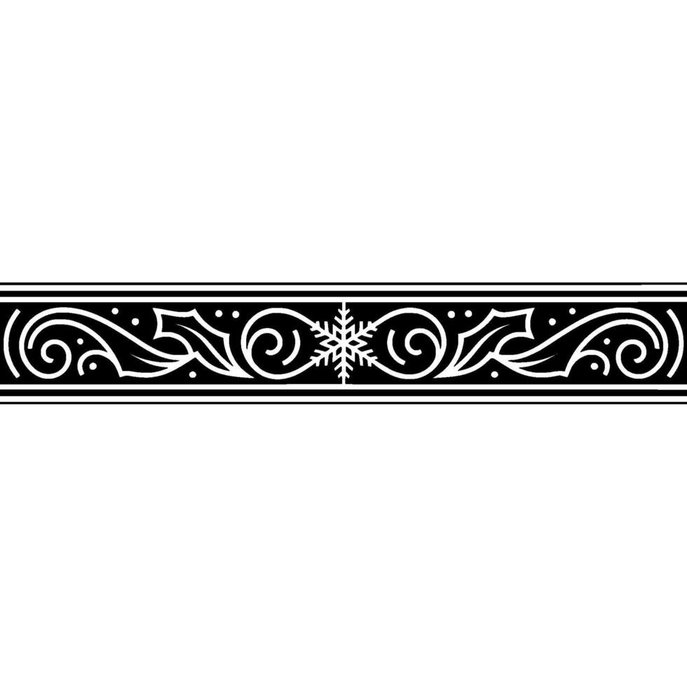 Elegant Winter Border, Intricate Ornamentation, Vintage vector