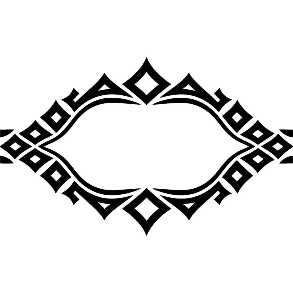 Geometric Tribal Frame, Black White, Decorative Border, Element vector
