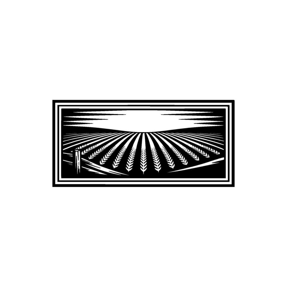 Harvest Horizon Emblematic Wheat Field Illustration vector