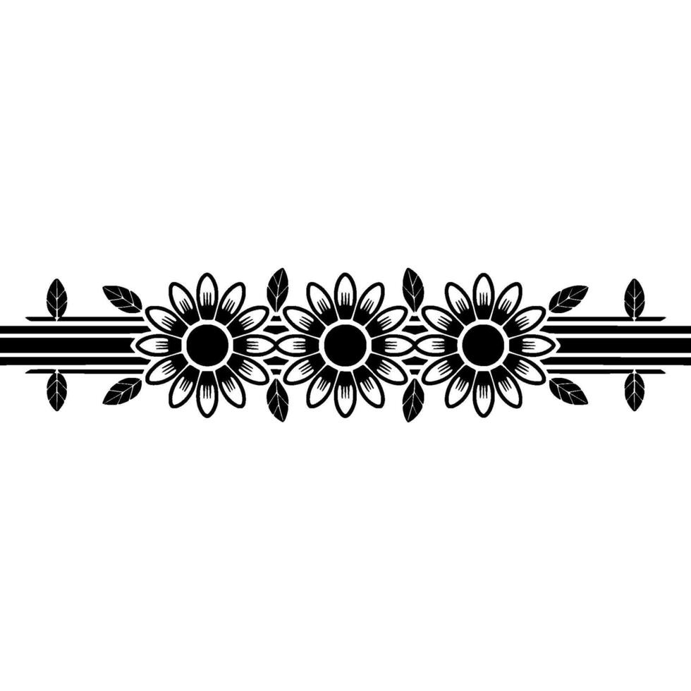 Elegant Floral Border, Vintage Style, Minimalist, Linear vector