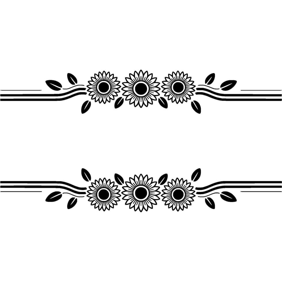 Elegant Sunflower Border, Minimalist , Decorative Element vector