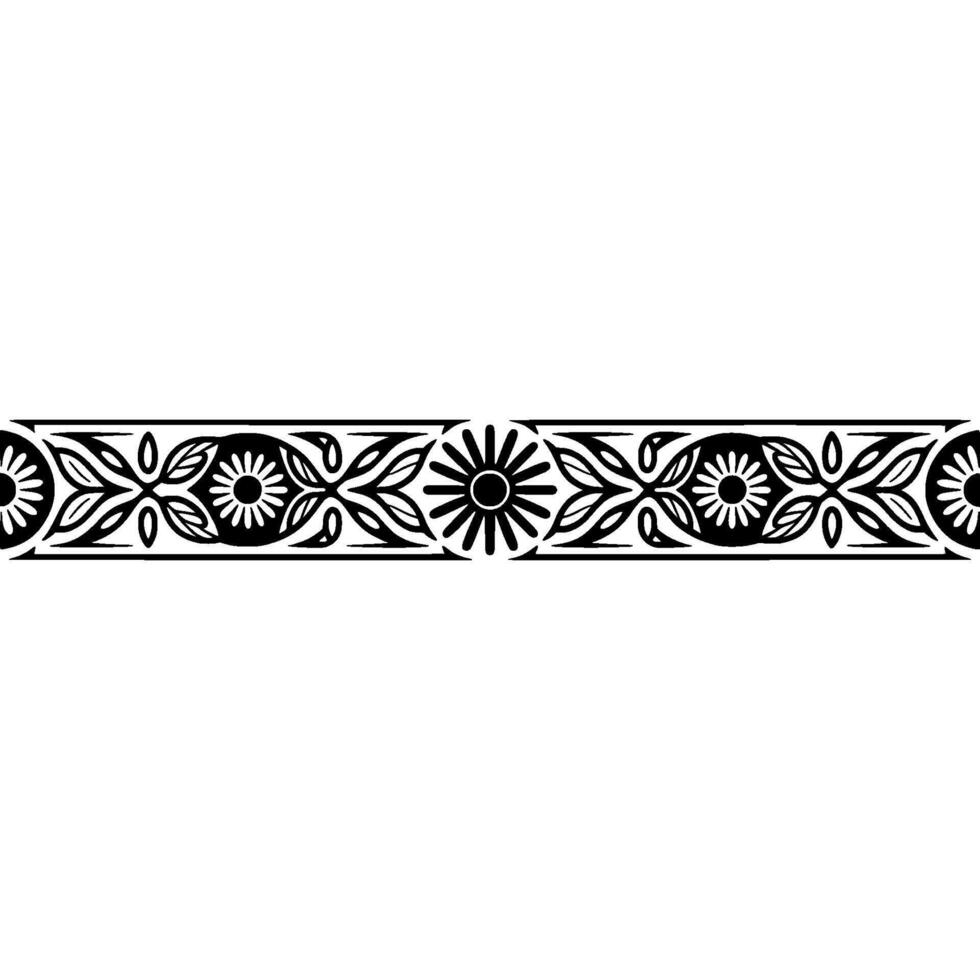 Intricate Black Floral Border, Vintage Style, Pattern vector