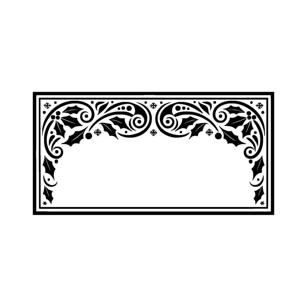 Elegant Black Holly Frame, Winter Festive Border vector