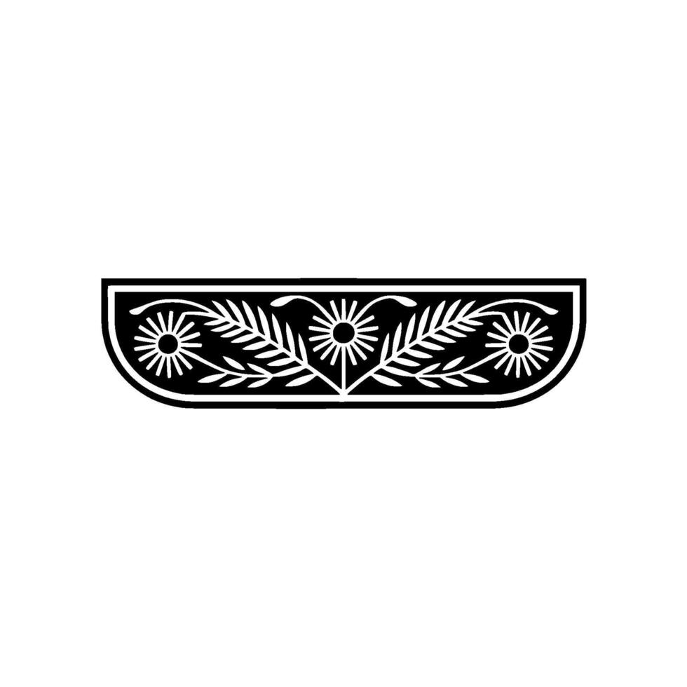 Stylized Black Botanical Border, Minimalist vector
