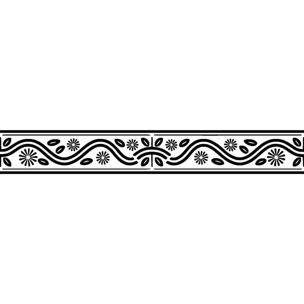 Elegant Black Line Art Border with Stylized Floral Motifs vector