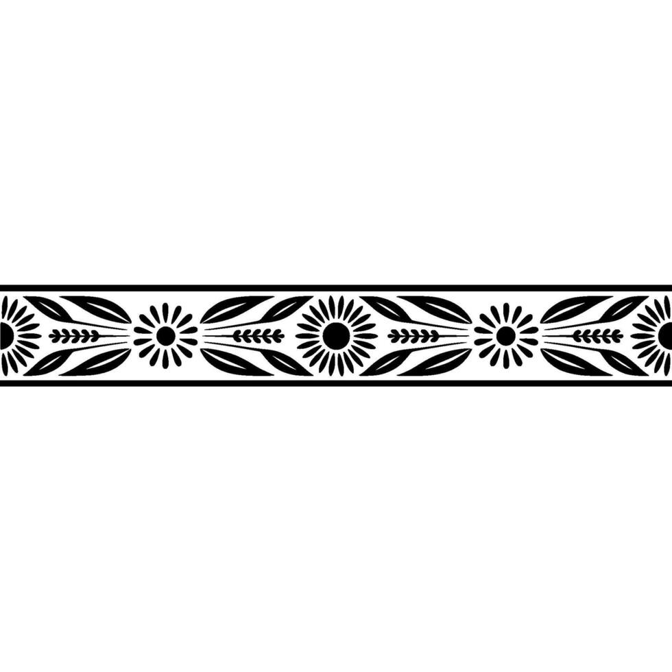 Stylized Tribal Border, Geometric Pattern, Black White vector