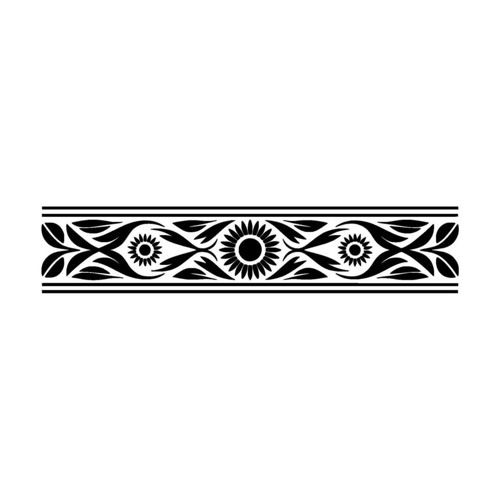 Elegant Black Floral Border, Vintage Element - Texture vector
