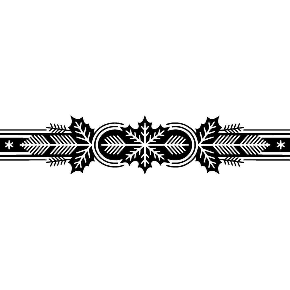 Elegant Winter Border, Stylized Snowflake Holly vector
