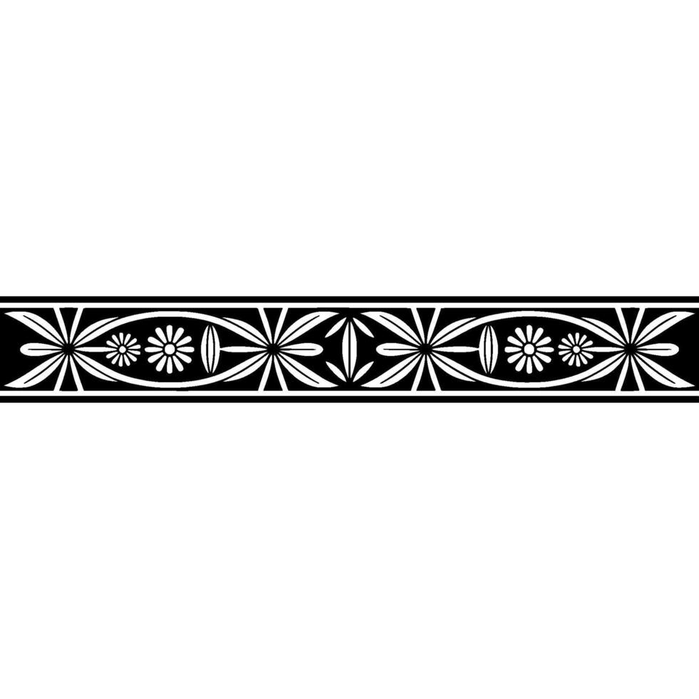 Geometric Border, Stylized Floral Motif, Vintage - Pattern vector