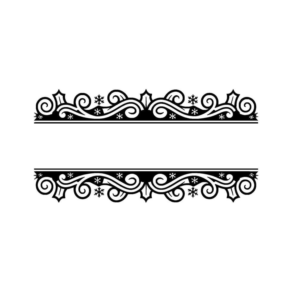 Elegant Black Red Scroll Border, Vintage vector
