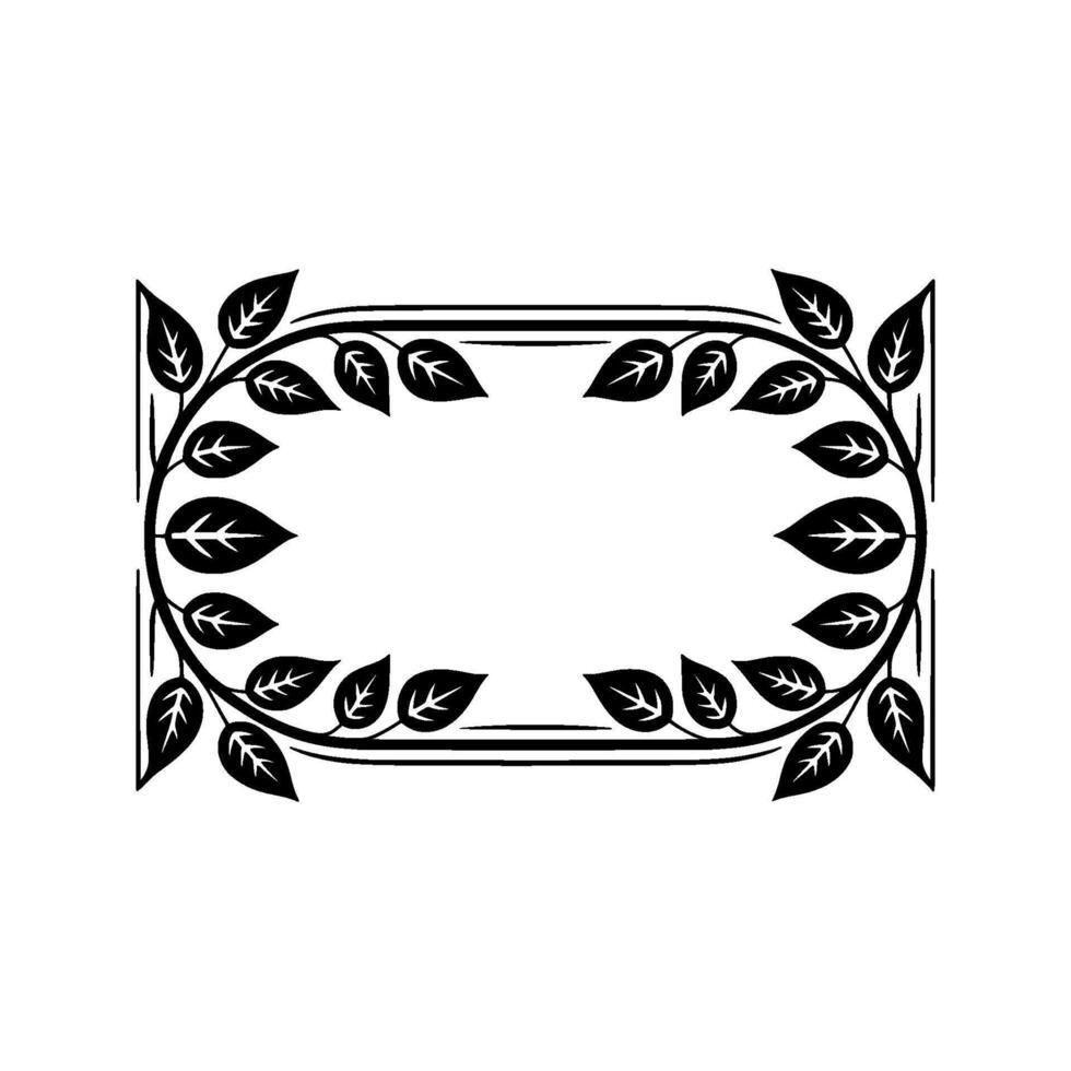 Elegant Botanical Frame, Art Deco Style, Leaves vector
